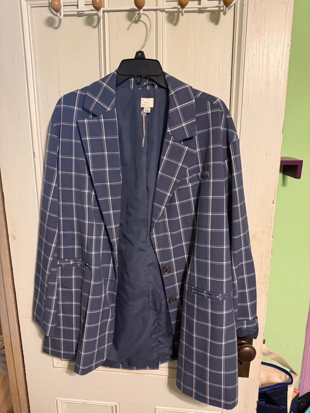 a new day Navy Blazer with White Windowpane